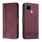 Closure Case with Flip Wallet Stand Function Cover for Oppo Realme C21Y - Red
