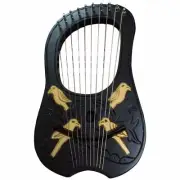 10 Metal String Lyre Harp Hand Engraved Harp Rosewood and free Bag and key.