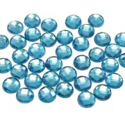 250 Blue Crystal Acrylic Flatback Faceted Round Rhinestone GLUE On Gems 8mm Gems