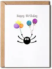 Happy Birthday Card - Studio Ghibli Soot Ball Birthday Card Spirited Away Totoro Japanese Anime Friend Hand Drawn Kiki - Spider Birthday Card, 5 x 7 inches