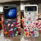 For Samsung Galaxy Z Flip6 Flip5 Flip4 3 Floral Silicone Leather Soft Case Cover