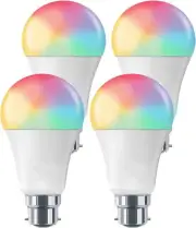 HaoDeng Smart Light Bulbs A60 B22, WiFi Dimmable RGBCW LED, 4Pack