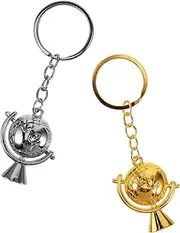 [WESIEVYA] 2pcs Globe Keychain Pendant World Map Design Travel Souvenir Durable Key Holder for Car Keys Party Favors for Travel Enthusiasts Practical Craft Supply