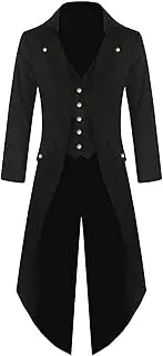 [JEShifangjiusu] Men Gothic Clothing Steampunk Tuxedo Jacket Vetuste Jacket Victorian Clothing Medieval Tuxedo, Black, 4XL