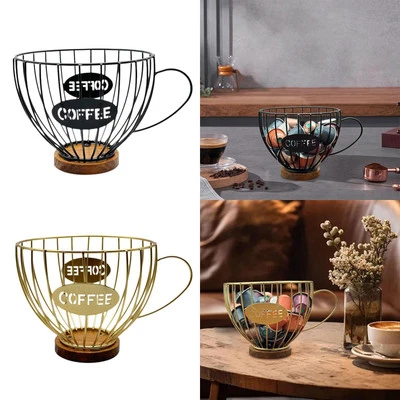 Coffee Pod Holder Organizer Wooden Base Large Capacity for Counter Cafe