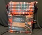 New King Size 4 Pc Printed Plaid Sheet Set Brushed Yarn for Extra Softness
