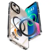 for iPhone 13 Case Clear with Kickstand 360°Rotatable Invisible Magnetic Ring...