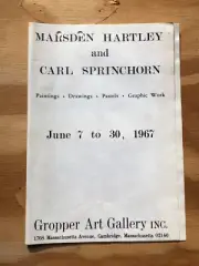 Rare CARL SPRINCHORN Program With MARSDEN HARTLEY 1967 Gropper Gallery MA (copy)