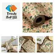 Kraft Wrapping Paper Roll - Colorful Flowers and Plants Pattern - 30 Inches x...