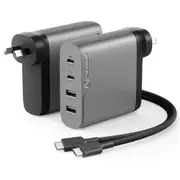 Alogic 4X100 Rapid Power 4 Port 100W GaN Wall Charger - Space Grey - Includes 2m 100W USB-C Charging Cable [WCG4X100SGR-ANZ]