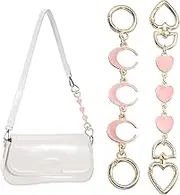 uxcell Bag Extender Chain, 2 Pcs Purse Strap Extenders Heart Moon Shape Chain Purse Making Supplies for Replacement Handbag Shoulder Bag Wallet Decoration, Pink