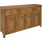 BRICE COUNTRY SOLID MOUNTAIN ASH BUFFET TABLE SIDEBOARD NATURAL 4DOORS 3 DRAWERS