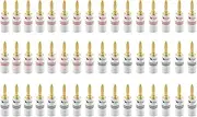 Nakamichi Excel Series 24k Gold Plated Banana Plug 12-18 AWG Gauge Size 4mm for Speakers Amplifier Hi-Fi AV Receiver Stereo Home Theatre Radio Audio Wire Cable Connector, 48 Pcs (24-Pairs)