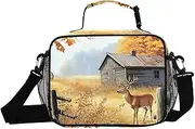 Deer Farm Vintage Insulated Lunch Box for Women Men - Ideal for Work, Picnics - Includes Adjustable Shoulder Strap