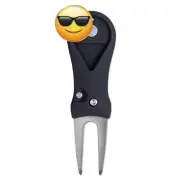 Cool Emoji Sunglasses Golf Ball Marker + Switchblade Divot Tool Novelty