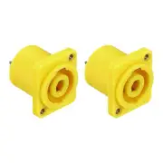 2pcs 4 Pole Speaker Jack Twist Lock,1 Inch XLR Speaker Panel Mount,Yellow