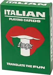 Lingo Playing Cards | Language Learning Game Set | Fun Visual Flashcard Deck to Increase Vocabulary and Pronunciation Skills - 54 Useful Phrases (Italian)