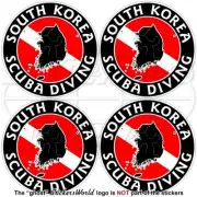 SOUTH KOREA SCUBA DIVING Flag-S.Korean Map Shape Circular Sticker, Decal 50mm x4