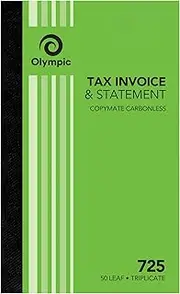 Olympic Carbonless Triplicate Invoice Statement Book NO.725 200x125 50 Leaf