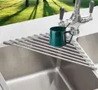 Roll-Up Triangle Dish Drying Rack for Sink Corner Over The Sink Dish Drainer