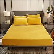 KUSQDT Winter Warm Solid Flannel Elastic Band Fitted Sheet Mattress Protector Cover Super Soft King Queen Size Double Bed Sheet 9 Color 3-Piece Comforter Set Sheets(3,1pc Sheet 200x220cm)
