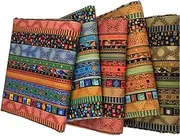 Gigicloud 5Pcs Fat Quarters Fabric Bundles, 10 x 8 inch Colored Printing Fabrics Ethnic Style Pattern Cotton Fabric Quilting Squares Handmade Patchwork Quarter Sheets Set for Sewing