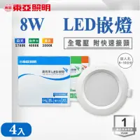 在飛比找momo購物網優惠-【東亞照明】LED9~10CM 8W 崁燈 白光 黃光 自然