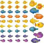 Pinenjoy 50Pcs Mini Sea Fish Figurines 1inch Miniature Ocean Life Figures Cartoon Resin Cake Toppers for DIY Fairy Garden Moss Landscape Terrarium Crafts Easter Birthday Gift (Random Style)