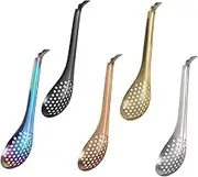 Generic 5pcs Caviar Colander Gripper Grater Kitchen Airtight Spoon Basting Pouring Tweezers Sink Lard Maker Microwave Crisper Pan Gadgets Strainers for Kitchen Gold Cutlery Stainless Steel