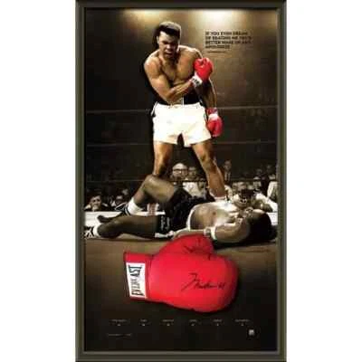 MUHAMMAD ALI HAND SIGNED FRAMED EVERLAST GLOVE TYSON FRAZIER LISTON MAYWEATHER