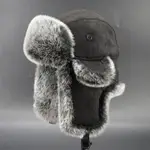 新款雷鋒狐貍毛帽男士大尺碼護耳防寒帽冬天東北棉帽子滑雪帽復古潮