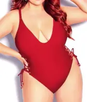 CITY CHIC Bathers Size 14 XS One Piece Swimwear Bathers Swimsuit Red Plus Size