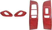 Interior Mouldings Car Inner Door Handle/Window Lift Switch Control Panel Decoration Cover Trim Interior Accessories for Challenger 2015-2023(Carbon Red)