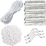 WedDecor 54 Yard White Elastic Band String Cords with 100 Pieces Silicone Cord Locks Toggles Oval Flat and 100 Pieces Adjustable Nose Strip Wire for Sewing Crafts DIY Accessories
