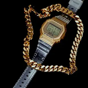 【CASIO 卡西歐】G-SHOCK 經典方形 嘻哈街頭 替換錶帶禮盒組 金X黑 DWE-5600HG-1_43.8mm