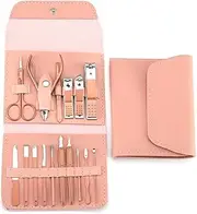 Nail Cutter Set Stainless Steel Nail Clippers Set With Folding Bag Manicure Cutter Kits Scissors Beauty Tool,Pink