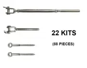 Stainless Steel Wire Rope DIY Balustrade Kit Swage/Jaw Fork Turnbuckle - 22 kits