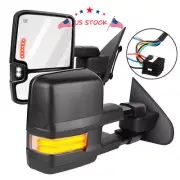 Power Heated Tow Mirrors For 14-18 Chevy Silverado Sierra W/ Led Dynamic Signal