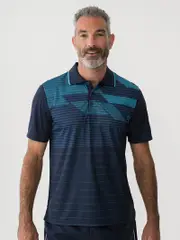 Cougars Quick Dry Polo Navy Aqua Print