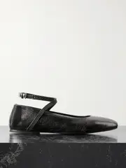 [Brunello Cucinelli] Brunello Cucinelli - Bead-embellished Metallic Textured-leather Ballet Flats - Bronze - IT38 IT 38 Metallic
