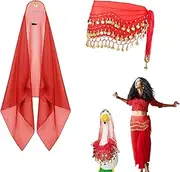 [Generic] Porch Geese Easter Outfits,Belly Dance Veil Cement Duck Outfit with Sequin Scarf - Decorative Seasonal Clothes Outdoor Decoration for Spring Animal Statue Dress Up Accessories