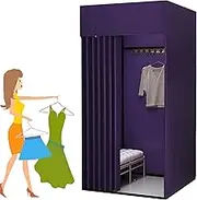 Portable Clothing Store Fitting Room with High Shading Rate Curtain and Track Dressing Display Rack Ideal for Shopping Malls and Outdoor Booths.