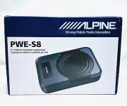 Alpine PWE-S8 Compact Powered 8" Subwoofer Kit Slim Under-Seat Sub Car Audio