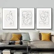 Minimalist Line Art Prints Abstract Women Print Set of 3 Black and White Wall Art Drawing Women Body Pictures for Living Room Bedroom Home Decor
