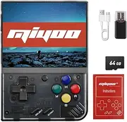 MIYOO MINI PLUS Handheld Game Portable 8000+Retro Games console game machine Hand Held Classic game Rechargeable Battery (Transparent Black)