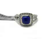 David Yurman 7mm Albion Ring Blue Lapis Diamonds Sterling Silver Size 6 NWT