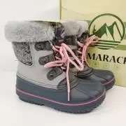 Tamarack Snow Winter Boots Girl's Size 12 Gray Leather Knit AK-FNKD05-GY