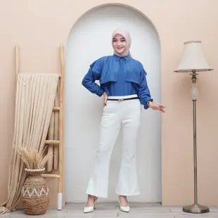 Kemeja Geiza-女式襯衫 POLO LINEN LOOK KOREAN 酷舒適當代