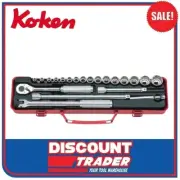 Koken 3206M Socket Set 3/8″ Drive 6 & 12 Point 21 Piece Metric - Made in Japan