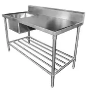 MixRite Sink Bench on the Left with Splashback with 450x450x300mm Sink Bowl